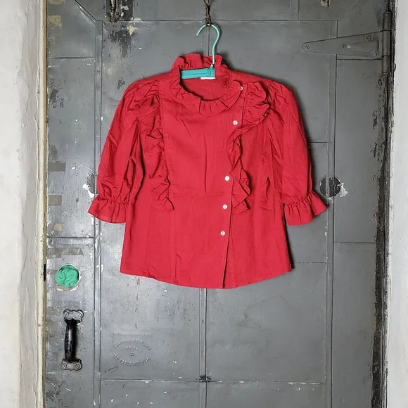 Vintage Bolts Red Ruffle Top - Picture 10 of 11